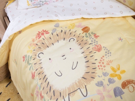 Κουβερλί Βρεφικό Cute Hedgehog Yellow Nef-Nef 110x140cm Βαμβάκι-Πολυέστερ