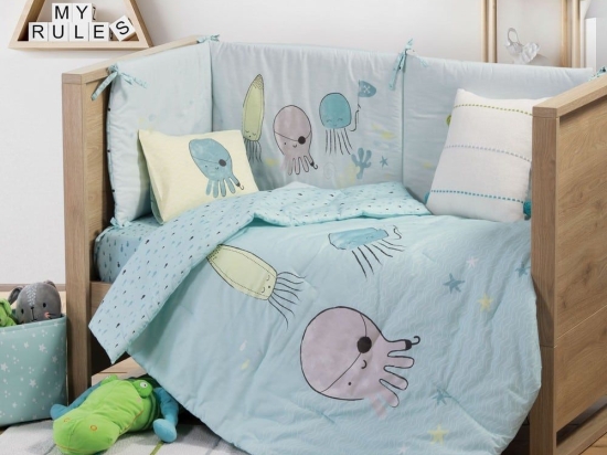 Κουβερλί Βρεφικό Ocean Friends Aqua Nef-Nef 110x140cm Βαμβάκι-Πολυέστερ