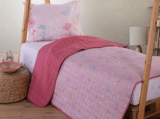 Κουβερλί Παιδικό Blooming Pink Nef-Nef Μονό 180x220cm Microfiber-Polyester