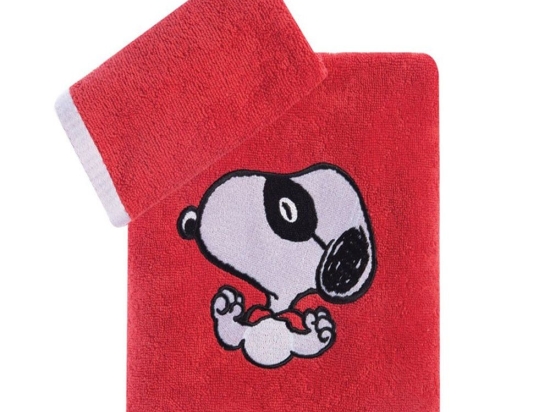 Πετσέτες Βρεφικές Snoopy Hero Mask (Σετ 2τμχ) Red Nef-Nef Σετ Πετσέτες 70x140cm 100% Βαμβάκι
