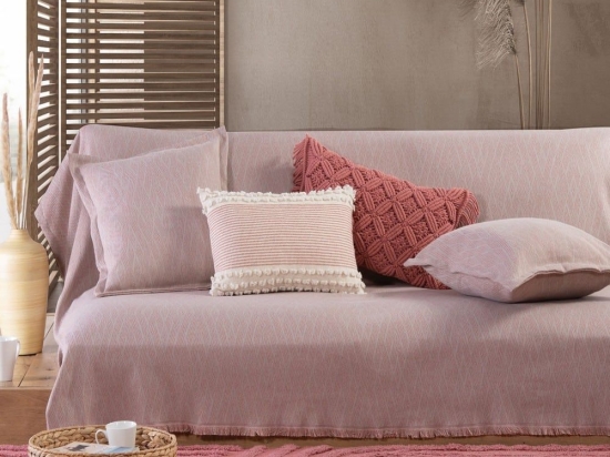 Ριχτάρι Colton Pink Nef-Nef Τριθέσιο 170x300cm Βαμβάκι-Πολυέστερ