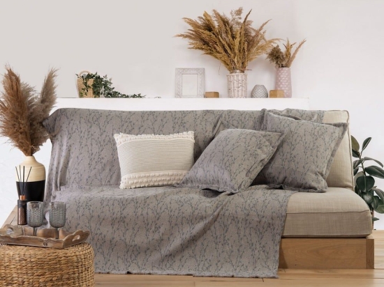 Ριχτάρι Estia Grey Nef-Nef Διθέσιο 170x250cm Βαμβάκι-Πολυέστερ