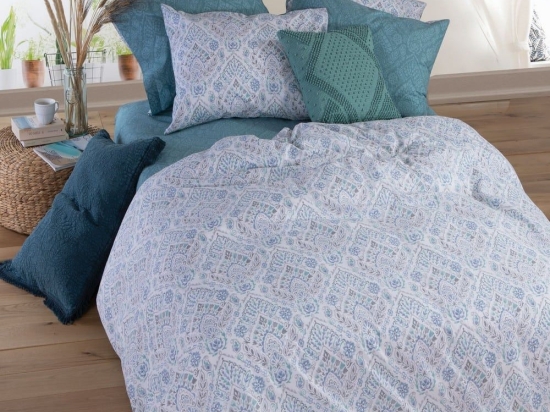 Σεντόνια March Blue (Σετ 4τμχ) White-Blue Nef-Nef Υπέρδιπλο 240x270cm 100% Βαμβάκι