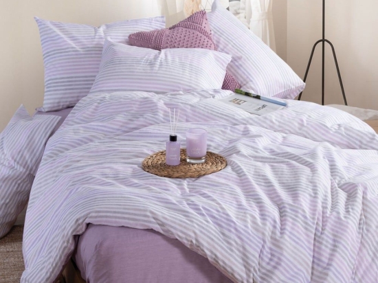 Σεντόνια Miles (Σετ 4τμχ) Purple Nef-Nef Υπέρδιπλο 240x270cm 100% Βαμβάκι