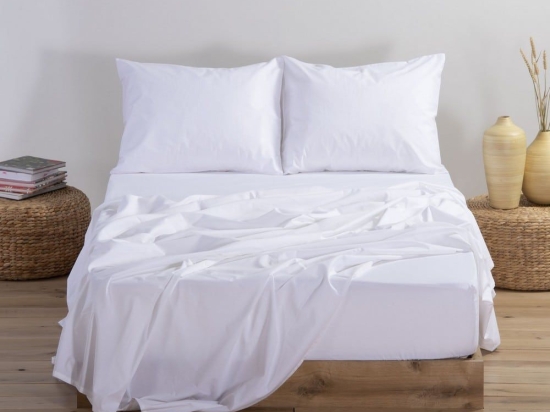 Σεντόνι Basic Με Λάστιχο White Nef-Nef Διπλό 140x230cm 100% Βαμβάκι
