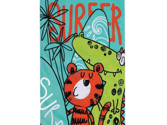 Πετσέτα Θαλάσσης Παιδική Jungle Surfers Green Nef-Nef Θαλάσσης 70x120cm 100% Βαμβάκι