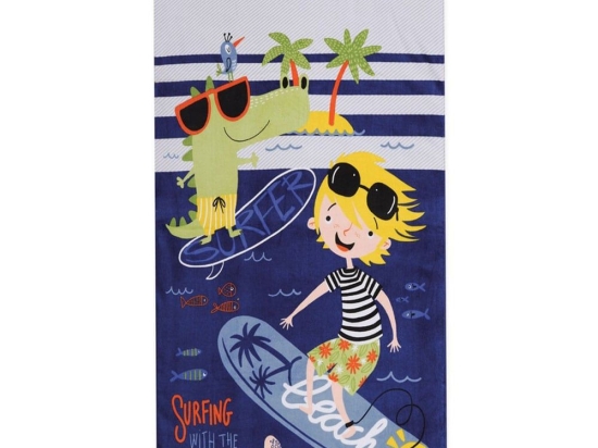Πετσέτα Θαλάσσης Παιδική Surfing With Aligator Blue Nef-Nef Θαλάσσης 70x120cm 100% Βαμβάκι