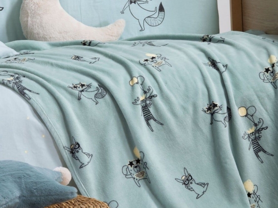 Κουβέρτα Βρεφική Fleece Party Animals Green Nef-Nef Αγκαλιάς 75x110cm Πολυέστερ