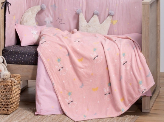 Κουβέρτα Βρεφική Fleece Fly Love Pink Nef-Nef Αγκαλιάς 75x110cm Πολυέστερ