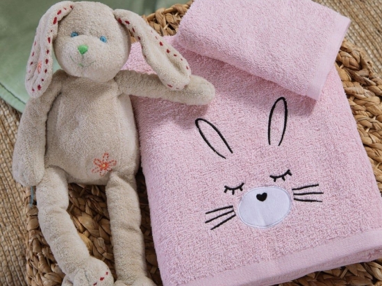 Πετσέτες Βρεφικές I Love Bunnies (Σετ 2τμχ) Pink Nef-Nef Σετ Πετσέτες 70x140cm 100% Βαμβάκι