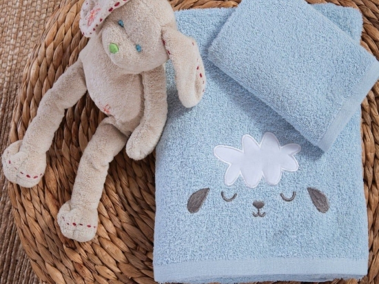 Πετσέτες Βρεφικές Sweet Sheep (Σετ 2τμχ) Light Blue Nef-Nef Σετ Πετσέτες 70x140cm 100% Βαμβάκι