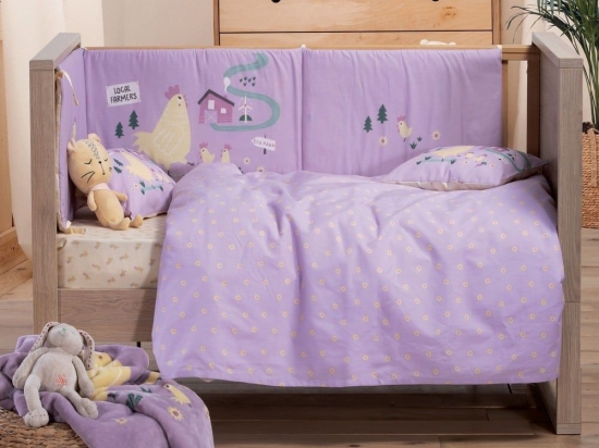 Σεντόνια Βρεφικά Piu Piu (Σετ 3τμχ) Lilac Nef-Nef Κούνιας 120x170cm 100% Βαμβάκι