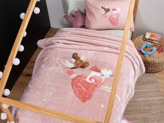 Κουβέρτα Παιδική Princess At Home Pink Nef-Nef Μονό 160x220cm Πολυέστερ