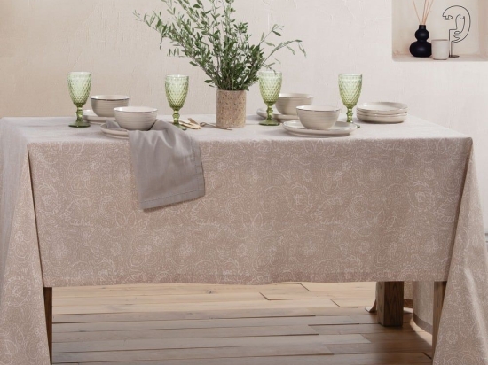 Τραπεζομάντηλο Inspire Beige Nef-Nef 150X300 100% Βαμβάκι