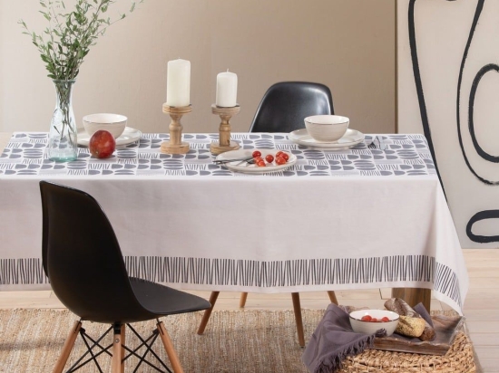 Τραπεζομάντηλο Xavier Natural-Black Nef-Nef 140X240 Βαμβάκι-Πολυέστερ
