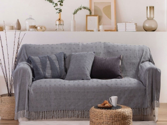 Ριχτάρι Devine Grey Nef-Nef Τριθέσιο 180X300cm Πολυέστερ