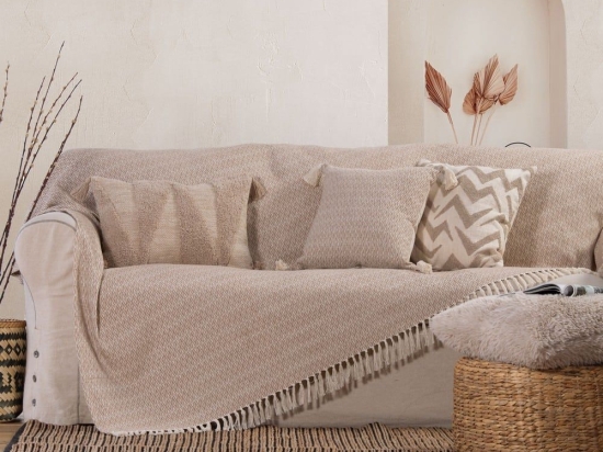 Ριχτάρι Zackren Beige-Natural Nef-Nef Τριθέσιο 180x300cm Βαμβάκι-Πολυέστερ