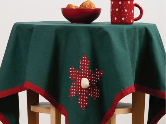 Καρέ Χριστουγεννιάτικο Happy Snowflake Green Nef-Nef 100X100cm