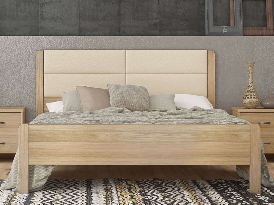 Κρεβάτι Νo45Δ 150x200x100cm Latte-Beige Διπλό