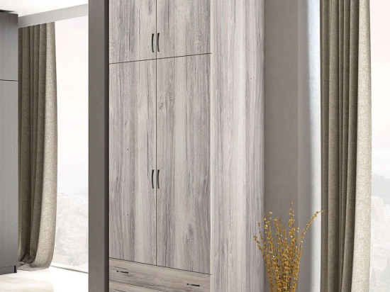 Ντουλάπα Δίφυλλη Με Πατάρι 102x60x233cm Ash Δίφυλλη