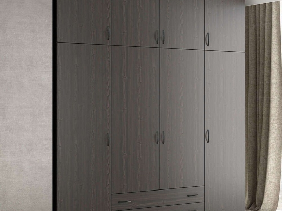 Ντουλάπα Τετράφυλλη Με Πατάρι 202x60x233cm Wenge Τετράφυλλη