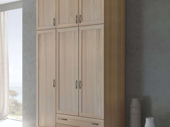 Ντουλάπα Τρίφυλλη Με Πατάρι 152x60x233cm Latte Τρίφυλλη