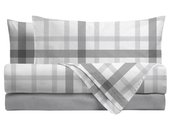 Amo la Casa Σετ Σεντόνια King Size Percale Καρό με Λάστιχο 240×290 cm / 170×200 cm Λευκό