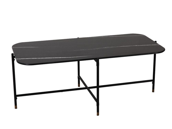 Τραπέζι Σαλονιού Nero Black 113x58xH43cm 04-0422 Μέταλλο,Γυαλί