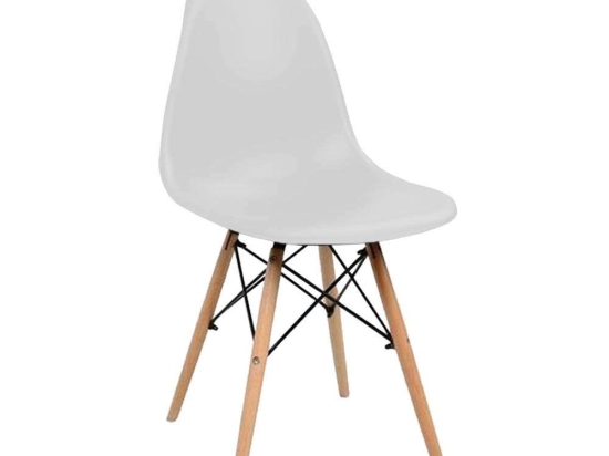 Καρέκλα Τραπεζαρίας Eiffel 42x51,5xΗ81cm Natural-White 03-0748 Σετ 4τμχ Ξύλο,Πολυπροπυλένιο