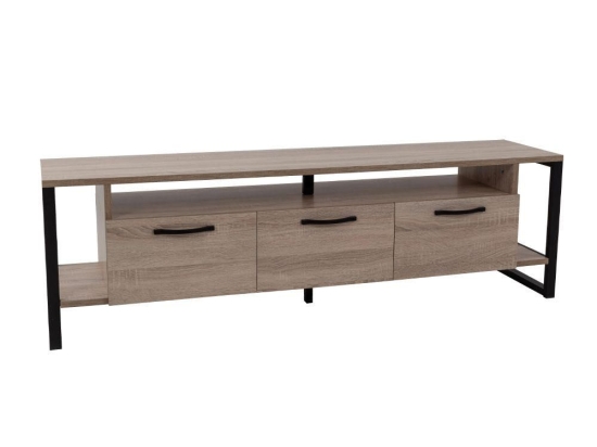 Έπιπλο Τηλεόρασης Bridge 05-0540 150x35x45cm Sonoma-Black Μελαμίνη,Μέταλλο