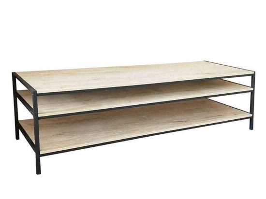Έπιπλο Τηλεόρασης Crudo 05-0428 130x39,5x48cm Sonoma-Black Μοριοσανίδα, Μέταλλο