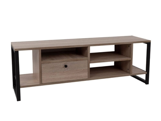 Έπιπλο Τηλεόρασης Space 05-0542 150x35x45cm Sonoma-Black Μελαμίνη,Μέταλλο