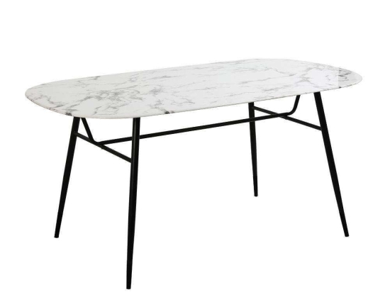 Τραπέζι Marm Bianca 02-0375 160x90x76,5cm Multi Μέταλλο,Γυαλί