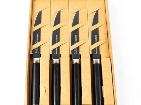 Μαχαίρια Κρέατος MO-V Stonewash SM-0031BS (Σετ 4τμχ) Black Samura Ανοξείδωτο Ατσάλι