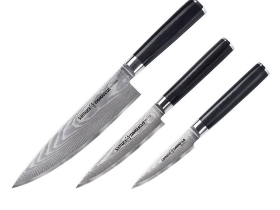 Μαχαίρια Damascus SD-0230 (Σετ 3τμχ) Black Samura Ανοξείδωτο Ατσάλι