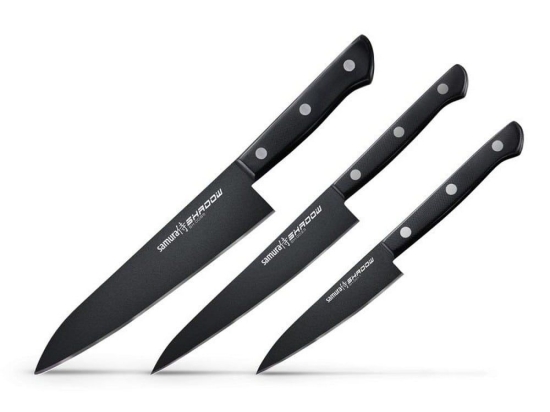 Μαχαίρια Shadow SH-0220 (Σετ 3τμχ) Black Samura Ανοξείδωτο Ατσάλι