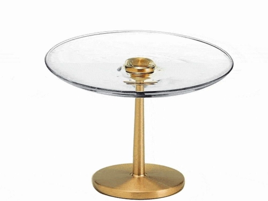 Πιατέλα Με Πόδι Φωτιζόμενο Led Sister Light LD0701O3 14x12,3cm Clear-Gold Zafferano Γυαλί