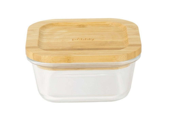 Δοχείο Φαγητού  PKV-016 520 ml 13x13x6cm Clear-Natural Pebbly Γυαλί,Bamboo