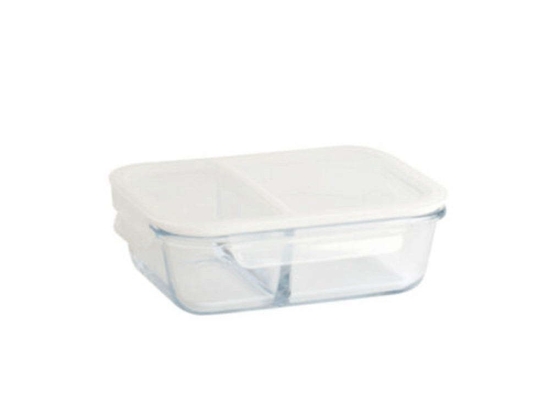 Δοχείο Φαγητού 2 Θέσεων PKV-032 950ml 20x15x6cm Clear Pebbly Γυαλί