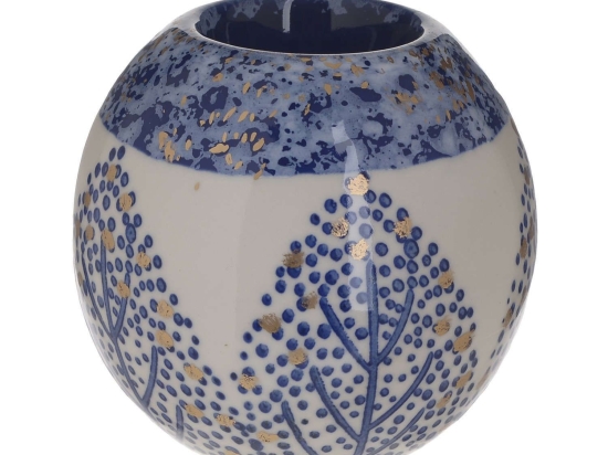 Κηροπήγιο 3-70-635-0019 Κεραμικό Blue-White 10,5Χ10,5 Inart Κεραμικό