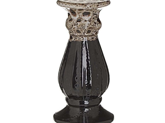 Κηροπήγιο 3-70-685-0165 Κεραμικό Ecru-Black 10Χ20 Inart Κεραμικό