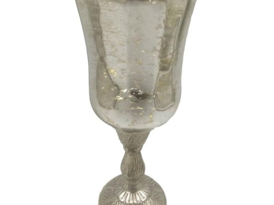Κηροπήγιο 3-70-571-0125 Silver Δ9,5Χ24 Inart Μέταλλο,Γυαλί