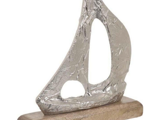 Διακοσμητικό Επιτραπέζιο 3-70-357-0102 Πλοίο Silver 15Χ5Χ18 Inart Μέταλλο,Ξύλο