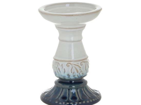 Κηροπήγιο Κεραμικό 3-70-105-0787 Blue-White Δ9Χ15 Inart Κεραμικό
