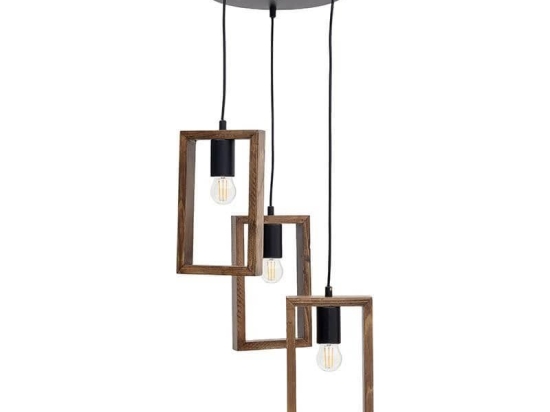 Φωτιστικό Οροφής 6-10-584-0030 30Χ30Χ110 Black-Natural Click Μέταλλο,Ξύλο