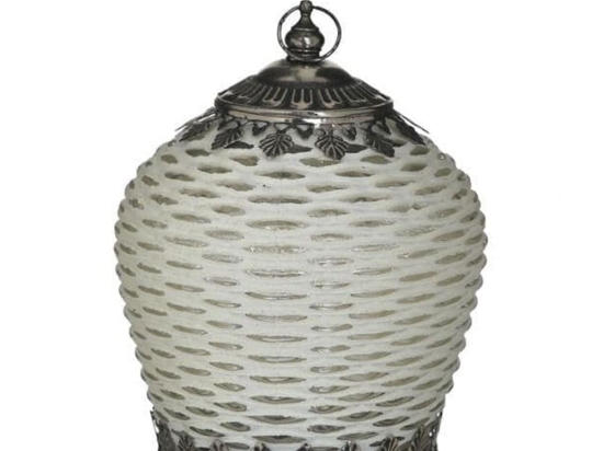 Φανάρι Led 3-70-912-0135 13Χ17 Antique White-Silver Inart Μέταλλο,Γυαλί