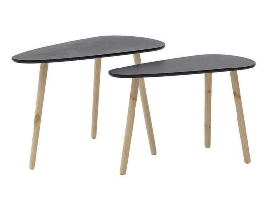 Τραπεζάκι Σαλονιού Σετ 2Τμχ 6-50-180-0010 80X40X50cm Black-Natural Click Ξύλο
