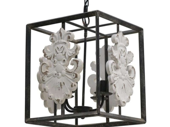 Φωτιστικό Οροφής 3-10-090-0002 38X35X40cm Black-White Inart Μέταλλο,Ξύλο