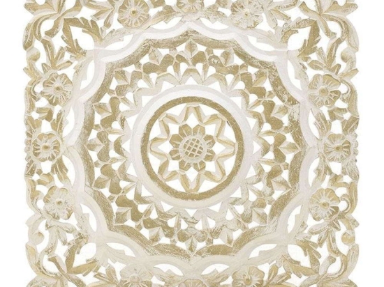 Διακοσμητικό Τοίχου 3-70-536-0074 60x60cm White-Gold Inart Ξύλο