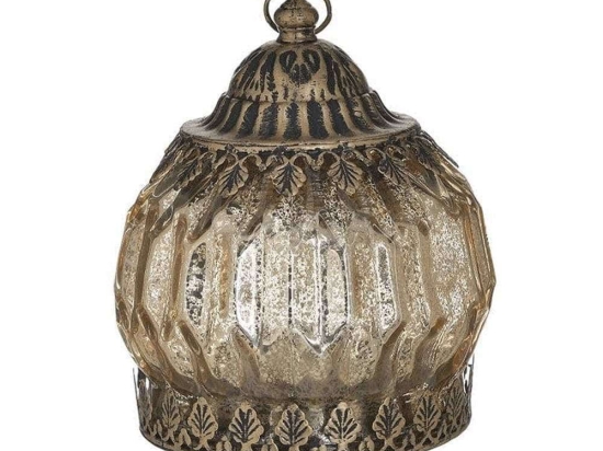 Διακοσμητικό Φανάρι Led 3-70-912-0114 Φ12x16cm Gold Inart Μέταλλο,Γυαλί